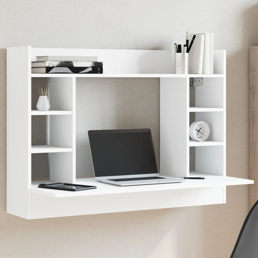 White Engineered Wood Wall-Mounted Desk 105x48x75 cm