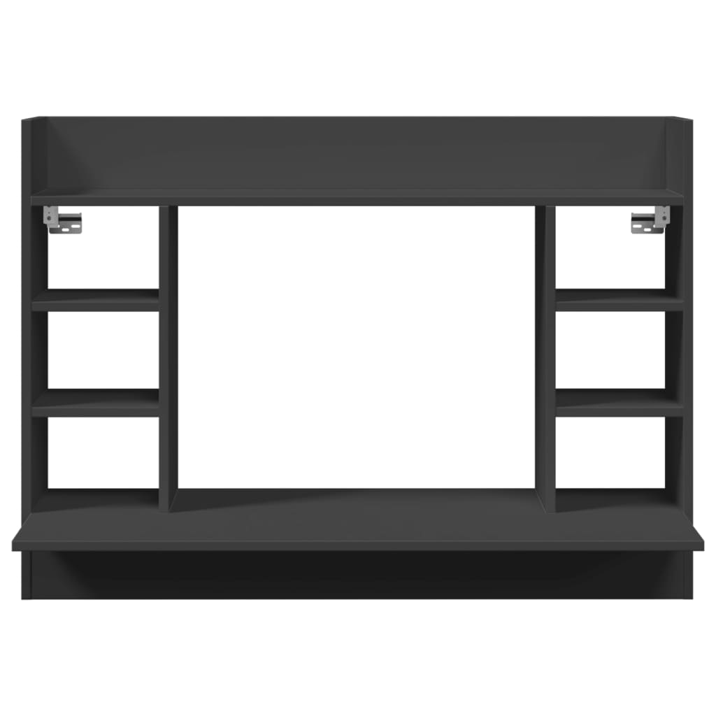 Sleek Black Wall-Mounted Desk, Engineered Wood 105x48x75 cm