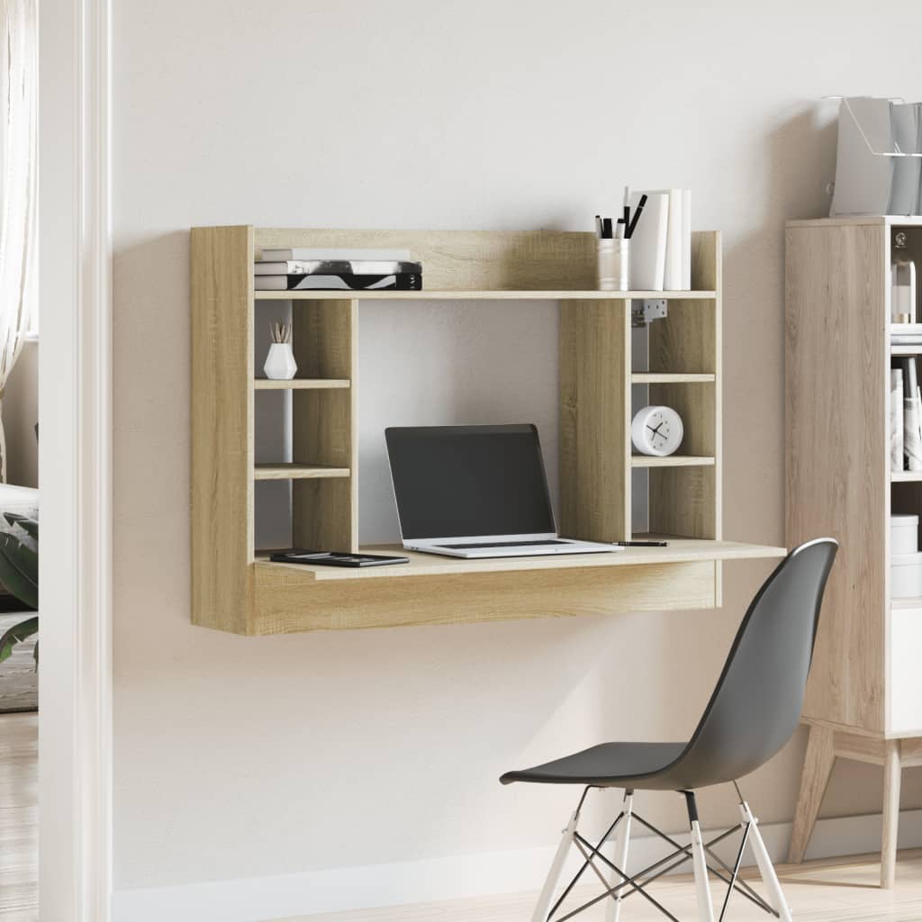 Space-Saving Wall-Mounted Desk, Sonoma Oak, 105x48x75 cm Wood