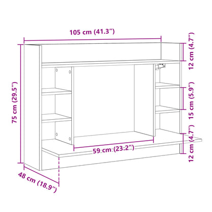 Space-Saving Wall-Mounted Desk, Sonoma Oak, 105x48x75 cm Wood