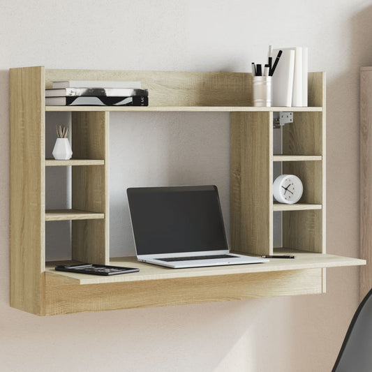 Space-Saving Wall-Mounted Desk, Sonoma Oak, 105x48x75 cm Wood