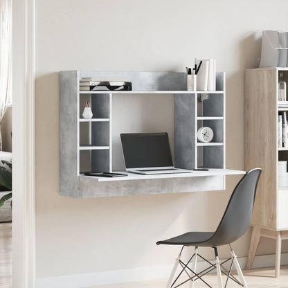 Concrete Grey Wall-Mounted Desk, Engineered Wood, 105x48x75 cm
