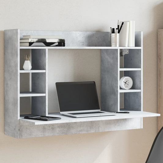 Concrete Grey Wall-Mounted Desk, Engineered Wood, 105x48x75 cm