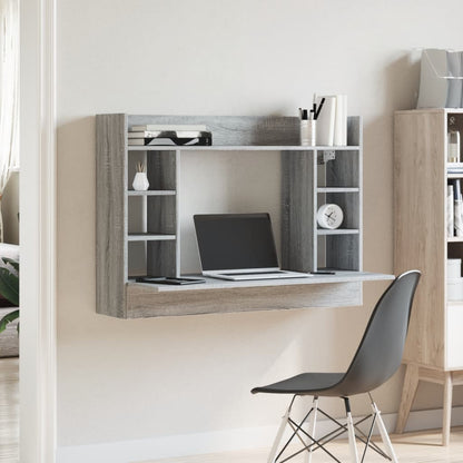 Grey Sonoma Wall-Mounted Desk, Engineered Wood 105x48x75 cm