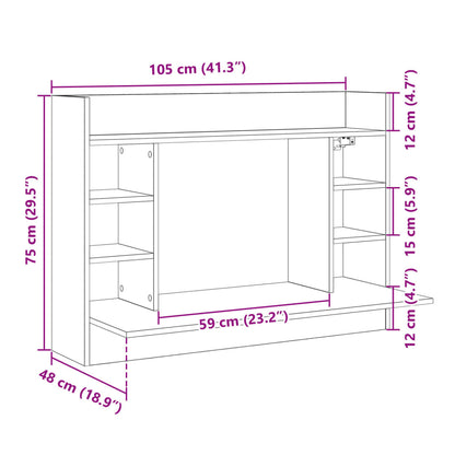Grey Sonoma Wall-Mounted Desk, Engineered Wood 105x48x75 cm