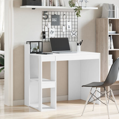 White Engineered Wood Office Desk - Compact 103.5x56.5x94 cm