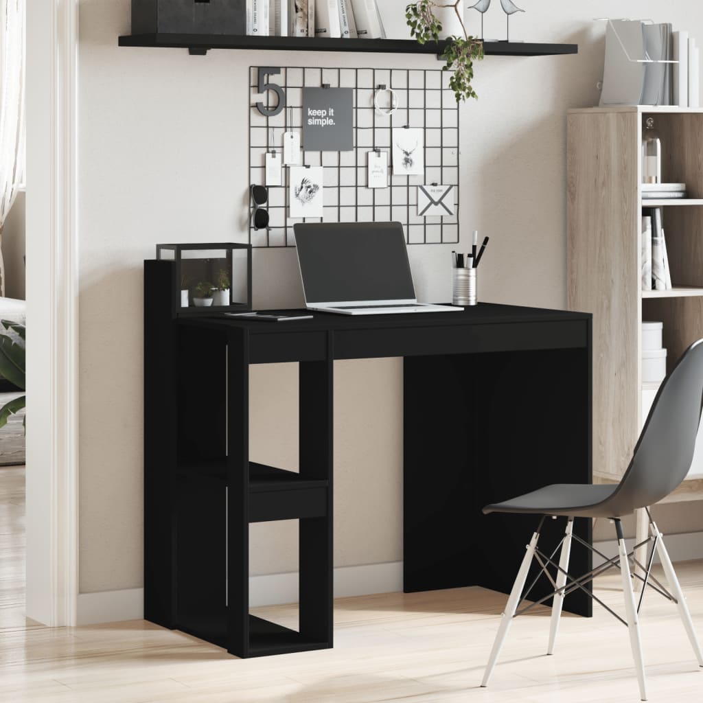 Sleek Black Office Desk - 104x57x94cm, Engineered Wood