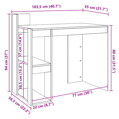Grey Sonoma Engineered Wood Office Desk 103.5x56.5x94 cm