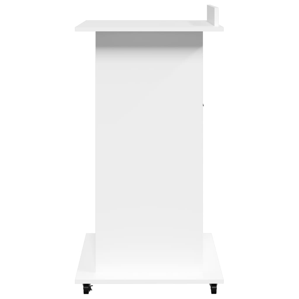 Mobile White Lectern w/ Drawer 55x55x107 cm - Engineered Wood