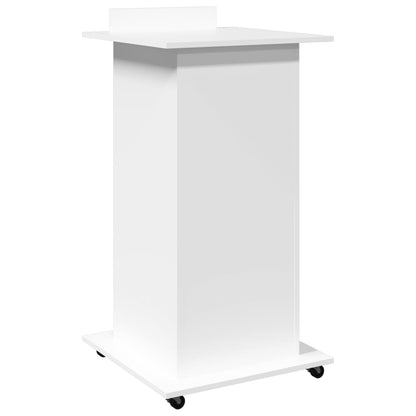Mobile White Lectern w/ Drawer 55x55x107 cm - Engineered Wood