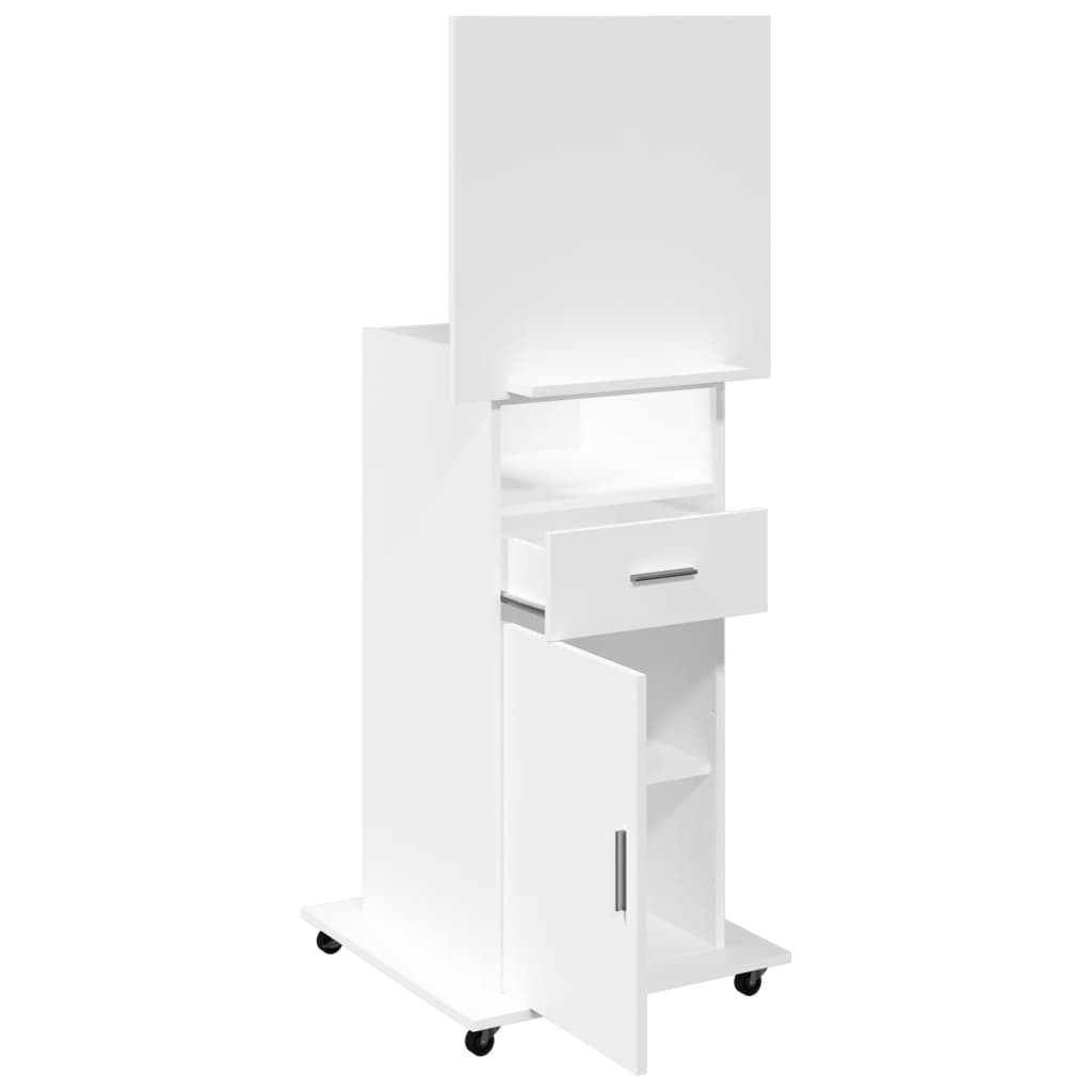 Mobile White Lectern w/ Drawer 55x55x107 cm - Engineered Wood