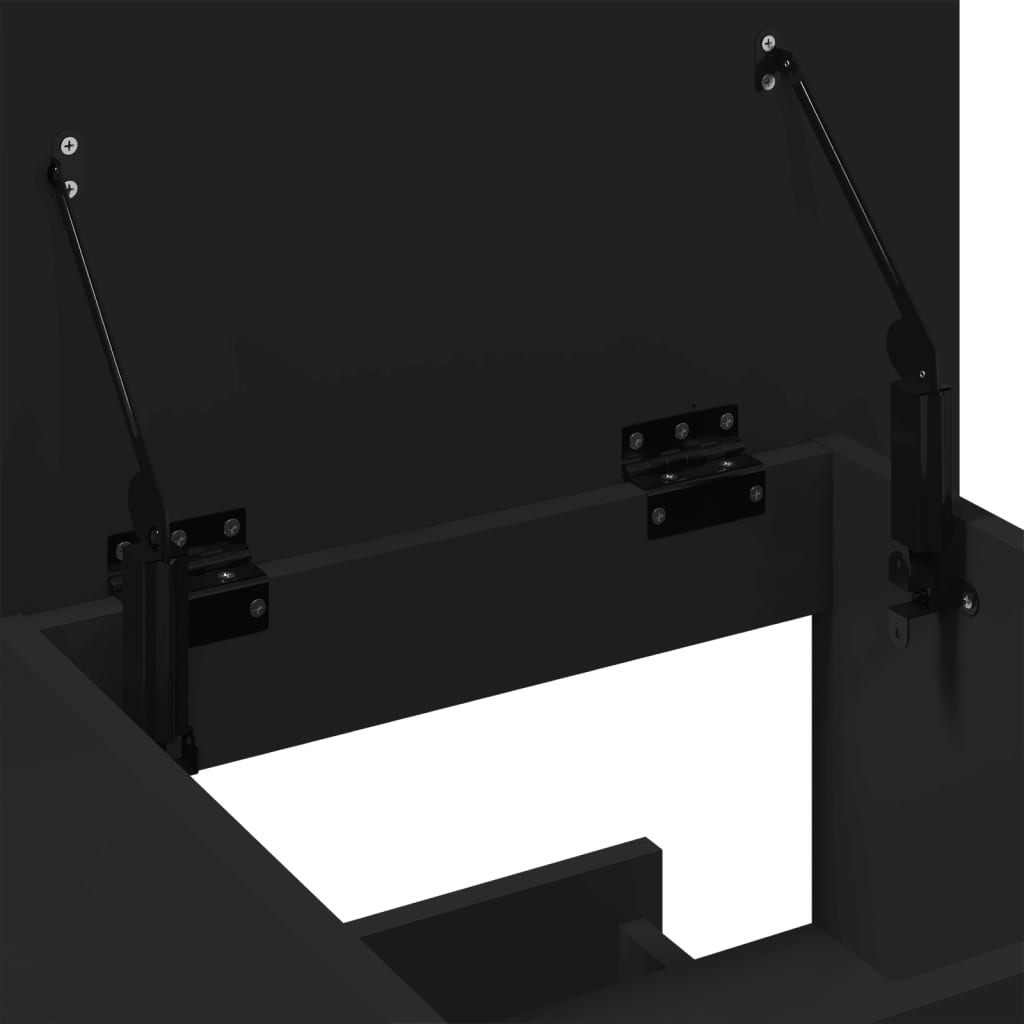 Black Engineered Wood Lectern with Wheels & Drawer, 55x55x107 cm