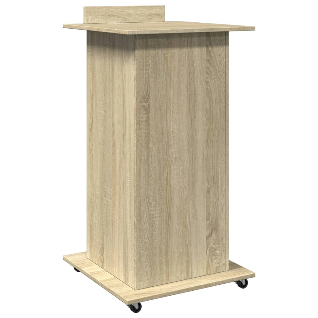 Mobile Lectern with Drawer, Sonoma Oak, 55x55x107 cm, Engineered Wood