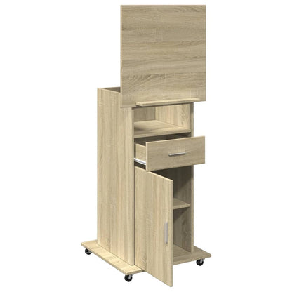 Mobile Lectern with Drawer, Sonoma Oak, 55x55x107 cm, Engineered Wood