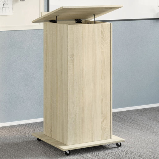 Mobile Lectern with Drawer, Sonoma Oak, 55x55x107 cm, Engineered Wood