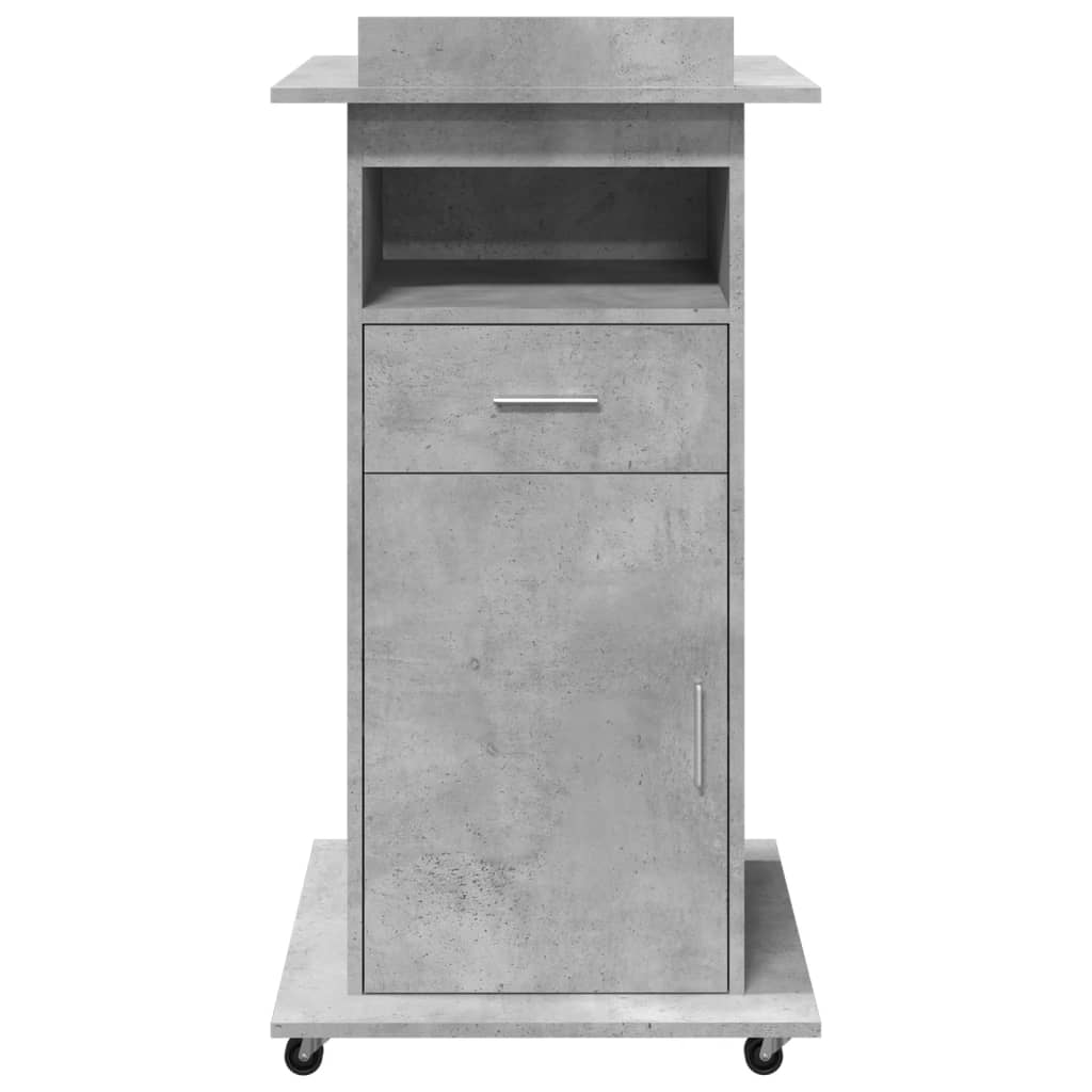 Mobile Lectern with Drawer, Concrete Grey, 55x55x107 cm, Engineered Wood