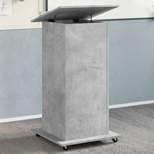 Mobile Lectern with Drawer, Concrete Grey, 55x55x107 cm, Engineered Wood