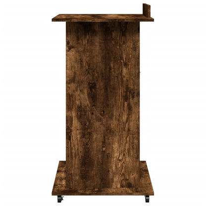 Mobile Lectern with Drawer, Smoked Oak Finish, 55x55x107 cm