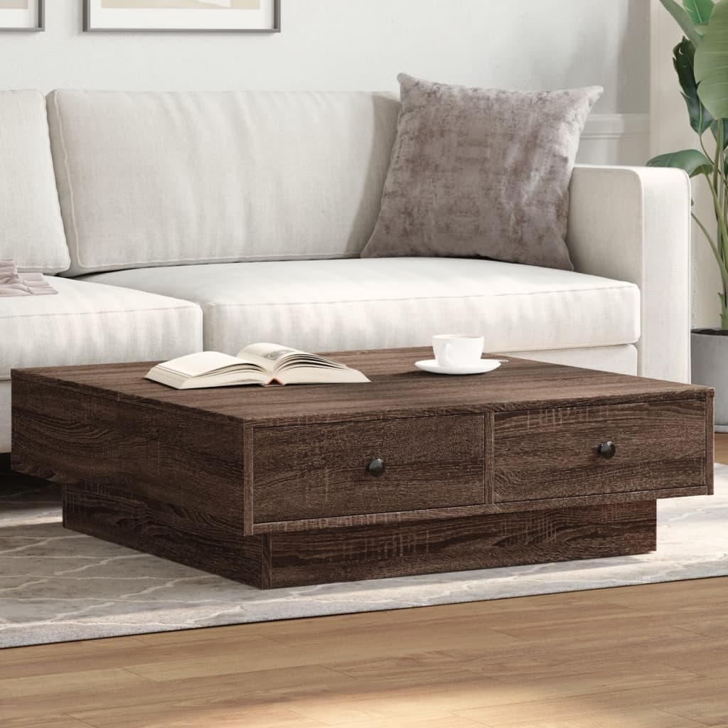 Coffee Table Brown oak 90x90x28 cm Engineered Wood