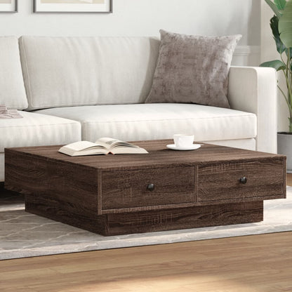 Coffee Table Brown oak 90x90x28 cm Engineered Wood
