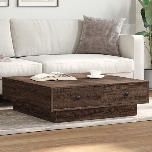 Coffee Table Brown oak 90x90x28 cm Engineered Wood