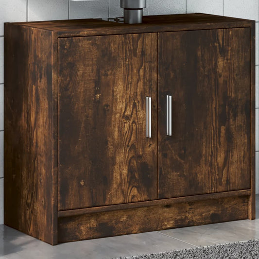 Smoked Oak Sink Cabinet, Engineered Wood, 63x29x55 cm