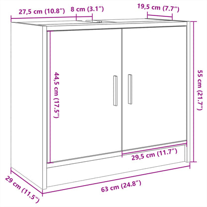 Grey Sonoma Sink Cabinet 63x29x55cm - Durable Engineered Wood
