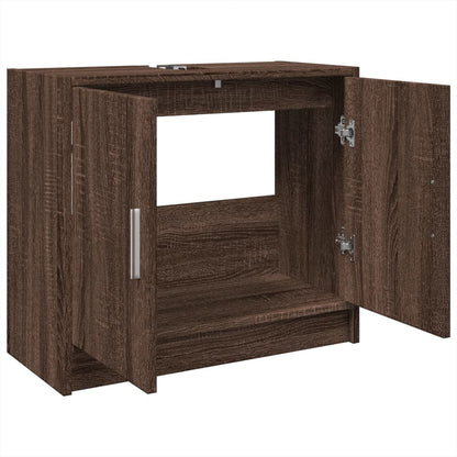 Brown Oak Sink Cabinet 63x29x55 cm - Engineered Wood Finish