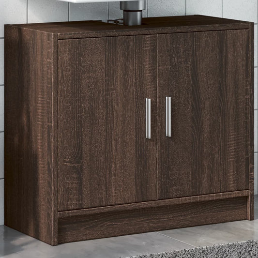 Brown Oak Sink Cabinet 63x29x55 cm - Engineered Wood Finish