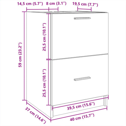 Compact Black Engineered Wood Sink Cabinet - 40x37x59 cm