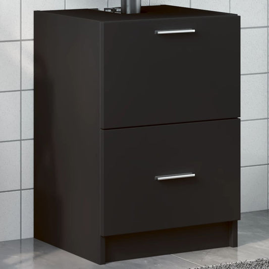 Compact Black Engineered Wood Sink Cabinet - 40x37x59 cm