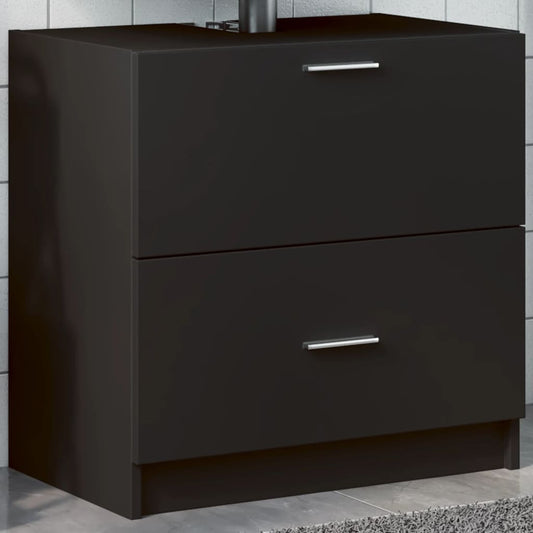 Black Engineered Wood Sink Cabinet - 59x37x59 cm