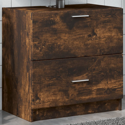 Smoked Oak Sink Cabinet, 59x37x59 cm, Engineered Wood