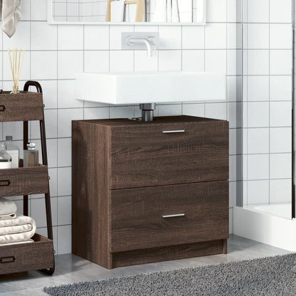 Brown Oak Sink Cabinet 59x37x59 cm - Durable Engineered Wood