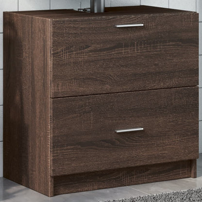 Brown Oak Sink Cabinet 59x37x59 cm - Durable Engineered Wood