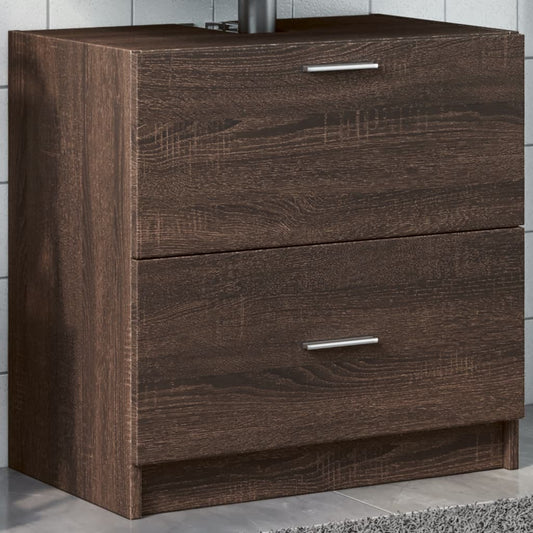 Brown Oak Sink Cabinet 59x37x59 cm - Durable Engineered Wood