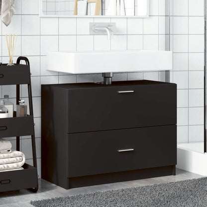 Modern Black Sink Cabinet, Engineered Wood, 78x37x59 cm