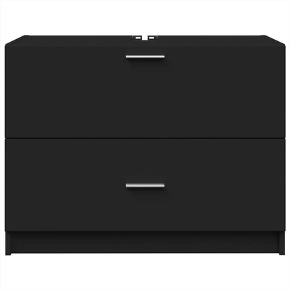 Modern Black Sink Cabinet, Engineered Wood, 78x37x59 cm