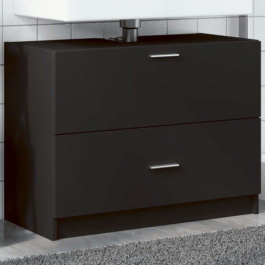 Modern Black Sink Cabinet, Engineered Wood, 78x37x59 cm
