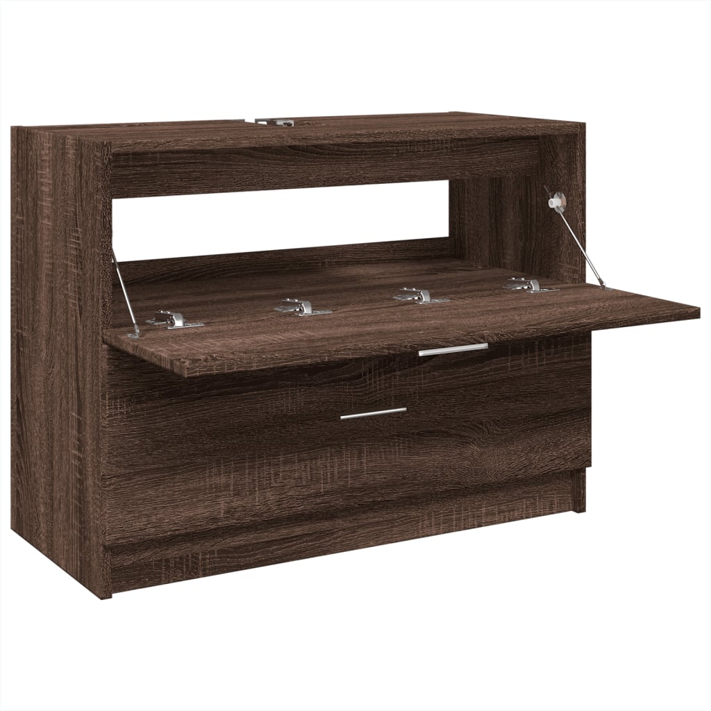 Brown Oak Sink Cabinet - 78x37x59 cm, Engineered Wood Elegance