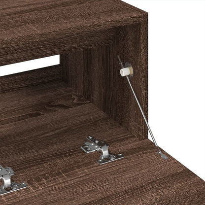 Brown Oak Sink Cabinet - 78x37x59 cm, Engineered Wood Elegance