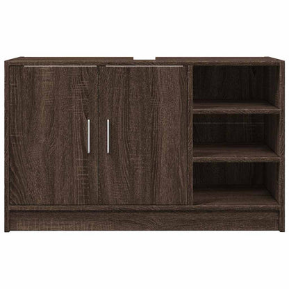Brown Oak Sink Cabinet - Engineered Wood, 90x29x55 cm