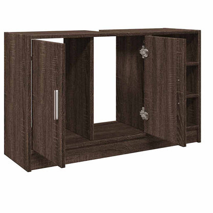 Brown Oak Sink Cabinet - Engineered Wood, 90x29x55 cm