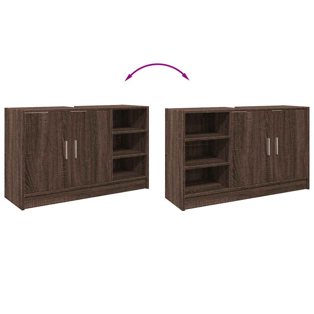 Brown Oak Sink Cabinet - Engineered Wood, 90x29x55 cm