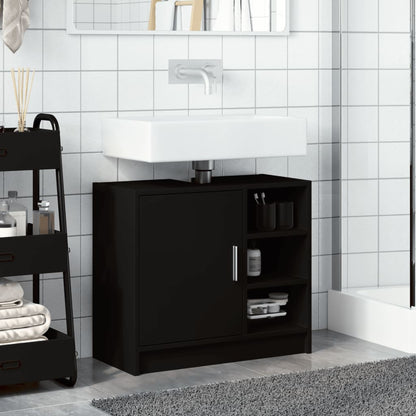 Black Engineered Wood Sink Cabinet 63x29x55 cm - Modern Design