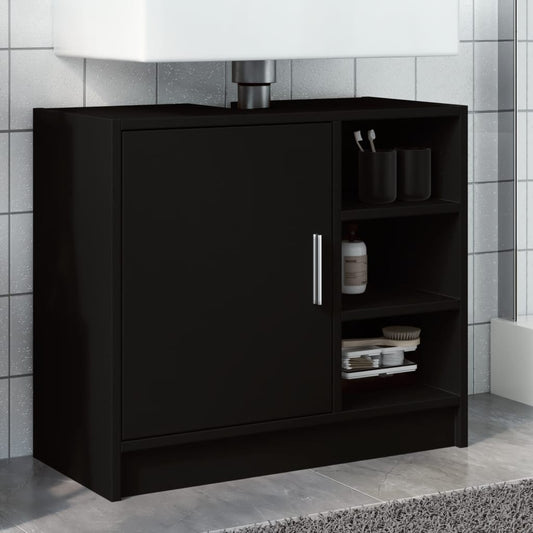 Black Engineered Wood Sink Cabinet 63x29x55 cm - Modern Design