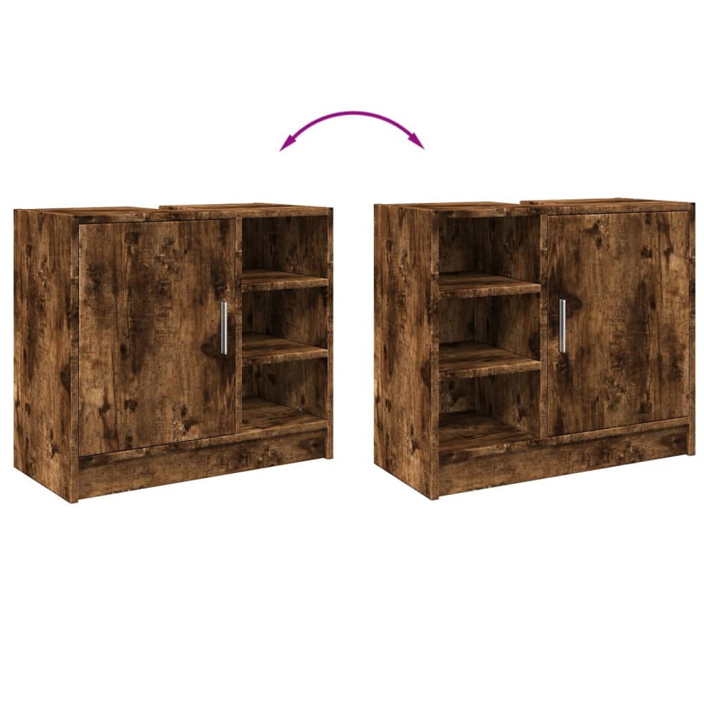 Smoked Oak Sink Cabinet 63x29x55 cm | Engineered Wood Finish