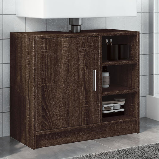 Brown Oak Sink Cabinet - 63x29x55 cm | Engineered Wood