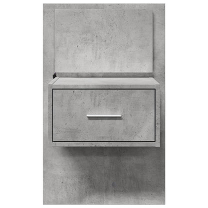 Concrete Grey Wall-Mounted Bedside Cabinet with LED Lights