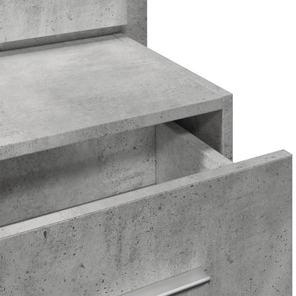 Concrete Grey Wall-Mounted Bedside Cabinet with LED Lights
